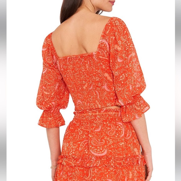 Medium 1.State Paisley puffed sleeve v neck top and matching skirt medium nwt - Picture 4 of 11